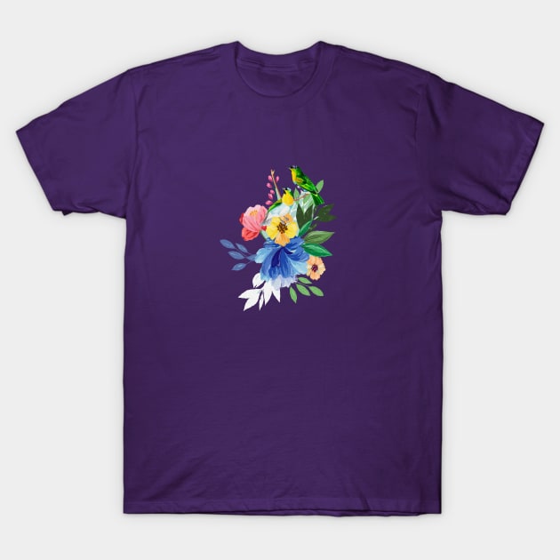 Flower Birds T-Shirt by Seven Trees Design